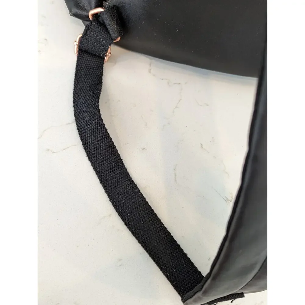 Skip Hop Greenwich Diaper Backpack Black Vegan Leather Rose Gold Hardware